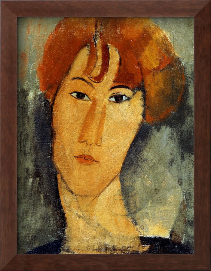 A young Woman with a Reddish Brown Collar - Amedeo Modigliani Paintings